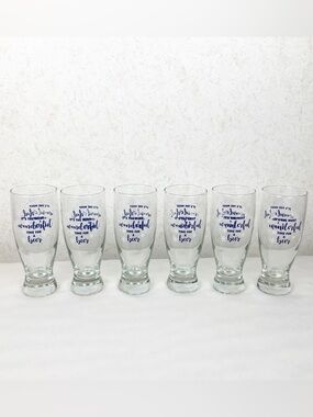 Cristar Most Wonderful Time For A Beer 6 Pilsner Glasses Snowflakes Winter